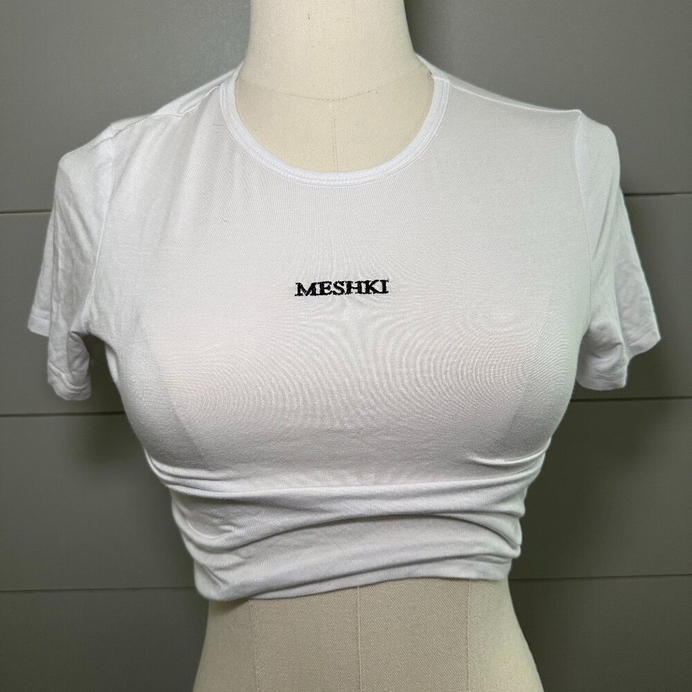 Meshki White T-shirt Crop Top- size S